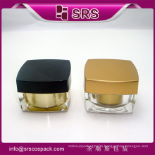 srs China supplier fanshion gloden empty acrylic cosmetic container , square platic jar wholesale